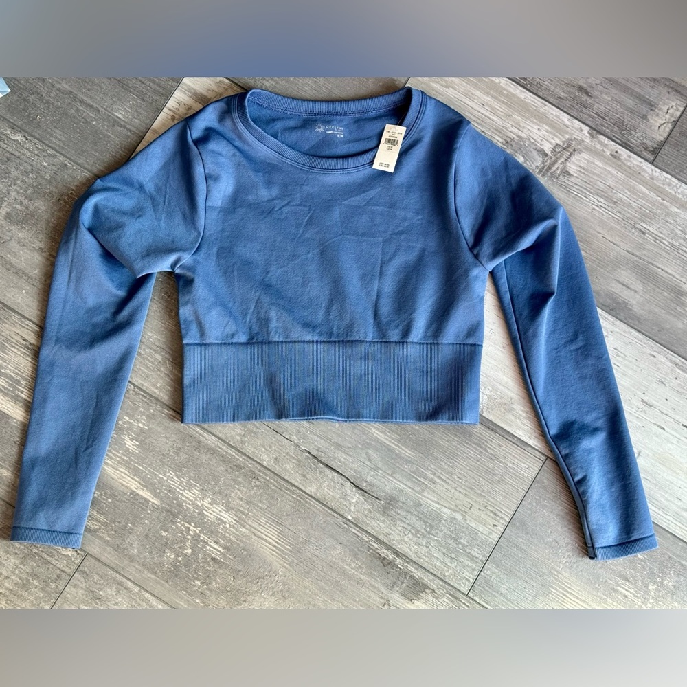 Aerie offline NWT seamless workout long sleeve crop top blue size medium